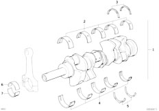 E31 840i M60 Coupe / Engine/  Crankshaft With Bearing Shells