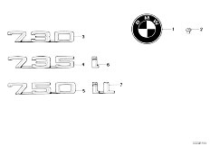 E32 730i M30 Sedan / Vehicle Trim Emblems