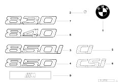 E31 850CSi S70 Coupe / Vehicle Trim Emblems