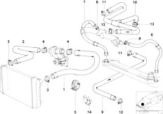E32 740iL M60 Sedan / Engine Cooling System Water Hoses