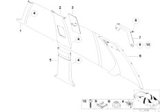 E38 750iLS M73 Sedan / Vehicle Trim/  Trim Panel A B C Column