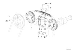 E38 740iL M60 Sedan / Engine/  Timing Gear Timing Chain Top