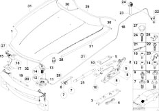 E52 Z8 S62 Roadster / Bodywork Engine Hood Mounting Parts