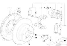 E38 750iLS M73N Sedan / Brakes/  Rear Wheel Brake Brake Pad Sensor