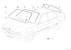 E32 750iLS M70 Sedan / Vehicle Trim/  Glazing Single Parts
