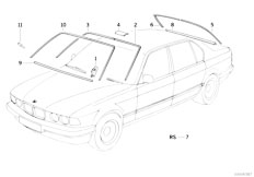 E32 750iLS M70 Sedan / Vehicle Trim Glazing Single Parts