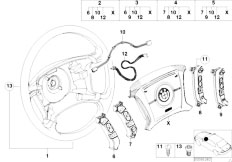 E53 X5 3.0d M57N SAV / Steering/  Steering Wheel Airbag Multifunctional