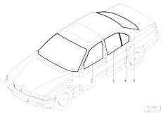 E38 750iLS M73N Sedan / Vehicle Trim Glazing