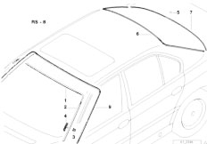 E38 750iLS M73N Sedan / Vehicle Trim/  Glazing Single Parts