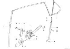 E36 325i M50 Sedan / Vehicle Trim/  Door Window Lifting Mechanism Rear