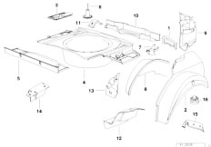 E31 850Ci M70 Coupe / Bodywork/  Floor Panel Trunk Wheel Housing Rear