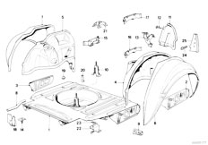 E30 325i M20 Cabrio / Bodywork/  Floor Panel Trunk Wheel Housing Rear