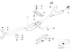 E39 528i M52 Sedan / Exhaust System Catalytic Converter Front Silencer