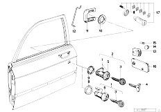 E12 518i M10 Sedan / Bodywork/  Door Handle Front Lock Key