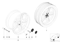 E38 740iL M60 Sedan / Wheels/  Bmw Light Alloy Whl M Parallel Spoke 37