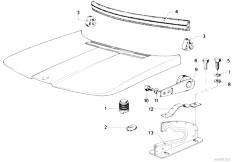 E12 528 M30 Sedan / Bodywork/  Engine Hood Mounting Parts-2