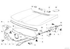 E12 520 M10 Sedan / Bodywork/  Engine Hood Mechanism