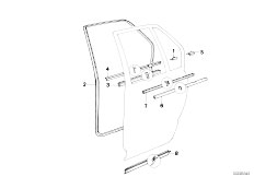 E34 M5 3.6 S38 Sedan / Bodywork/  Door Weatherstrip Rear