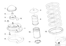 E34 525td M51 Sedan / Front Axle/  Guide Support Spring Pad Attaching Parts-3