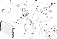 E38 740d M67 Sedan / Engine Cooling System Water Hoses