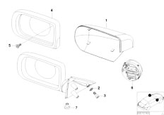 E38 750i M73 Sedan / Vehicle Trim/  Mounting Parts Outside Mirror