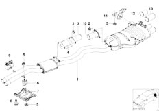 E46 330Ci M54 Cabrio / Exhaust System/  Centre And Rear Silencer