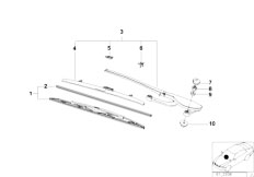 E39 528i M52 Touring / Vehicle Electrical System Right Wiper Arm Wiper Blade