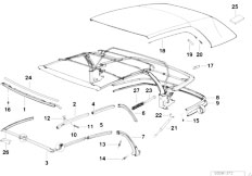 E36 M3 3.2 S50 Cabrio / Sliding Roof Folding Top/  Folding Top Mounting Parts