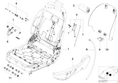E52 Z8 S62 Roadster / Seats/  Sports Seat Seat Frame Rear Panel