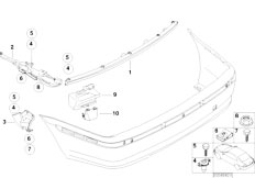 E46 325xi M54 Sedan / Vehicle Trim/  Rear Bumper Mounting Parts