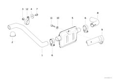 E31 850CSi S70 Coupe / Heater And Air Conditioning Exhaust Pipe Muffler