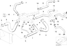 E34 M5 S38 Touring / Engine Cooling System Water Hoses