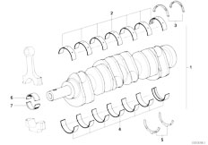 E38 750iLS M73N Sedan / Engine/  Crankshaft With Bearing Shells