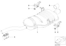 E46 316i N45 Sedan / Exhaust System/  Rear Silencer