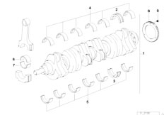 E39 528i M52 Touring / Engine/  Crankshaft With Bearing Shells-2