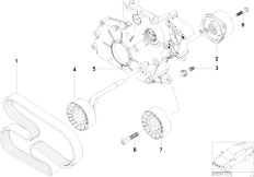 E61 520d M47N2 Touring / Engine/  Belt Drive Water Pump Alternator