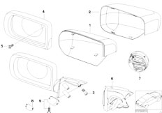 E39 520d M47 Touring / Vehicle Trim/  Mounting Parts Outside Mirror