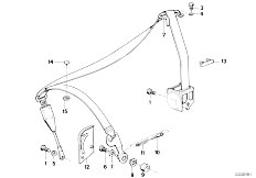 E30 325i M20 Cabrio / Restraint System And Accessories/  Front Safety Belt Mounting Parts