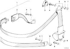 E12 518i M10 Sedan / Restraint System And Accessories/  Rear Safety Belt Mounting Parts