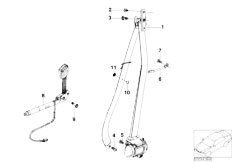 E65 750i N62N Sedan / Restraint System And Accessories/  Front Safety Belt Mounting Parts