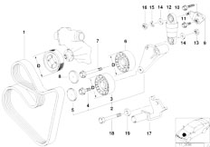 E38 740iL M62 Sedan / Engine/  Belt Drive Water Pump Alternator