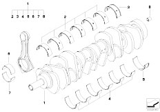 E68 Hydrogen 7 N73 Sedan / Engine/  Crankshaft With Bearing Shells